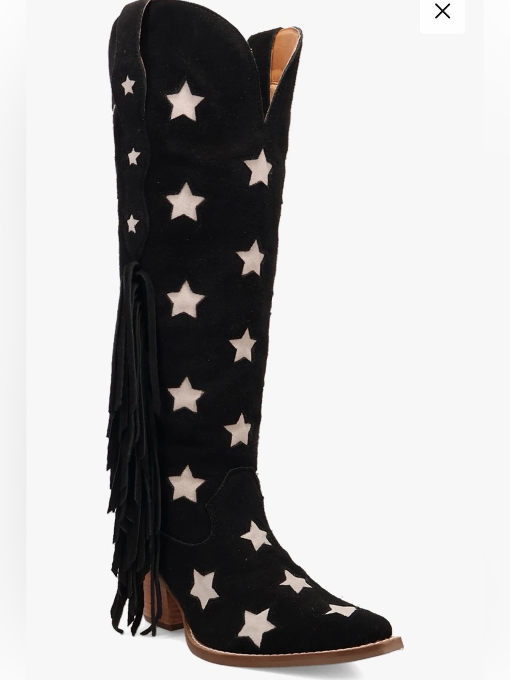 Dingo Superstar Women's Black Suede White Stars Boot Size 8.5 NEW